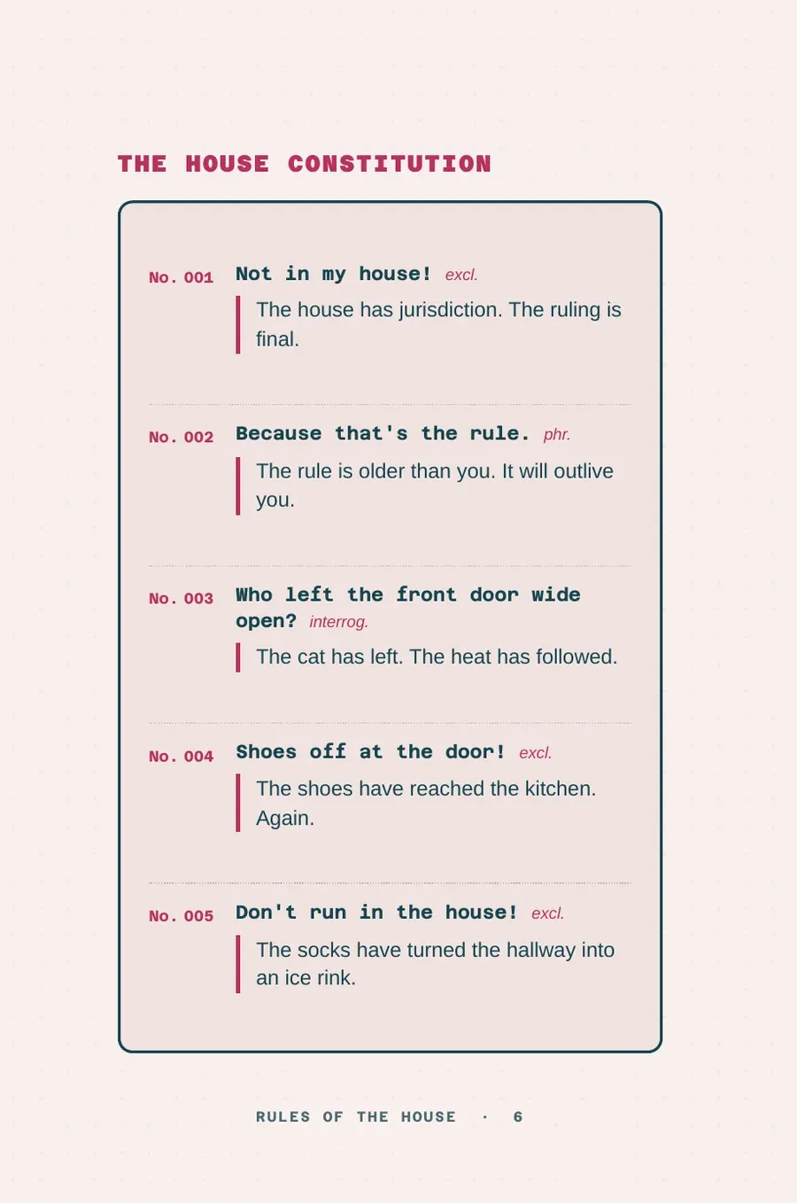 Page 6 of Because I Said So.