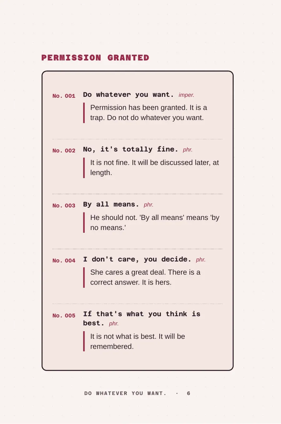 Page 6 of Do Whatever You Want.